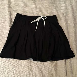 Black Pleated Drawstring Skirt